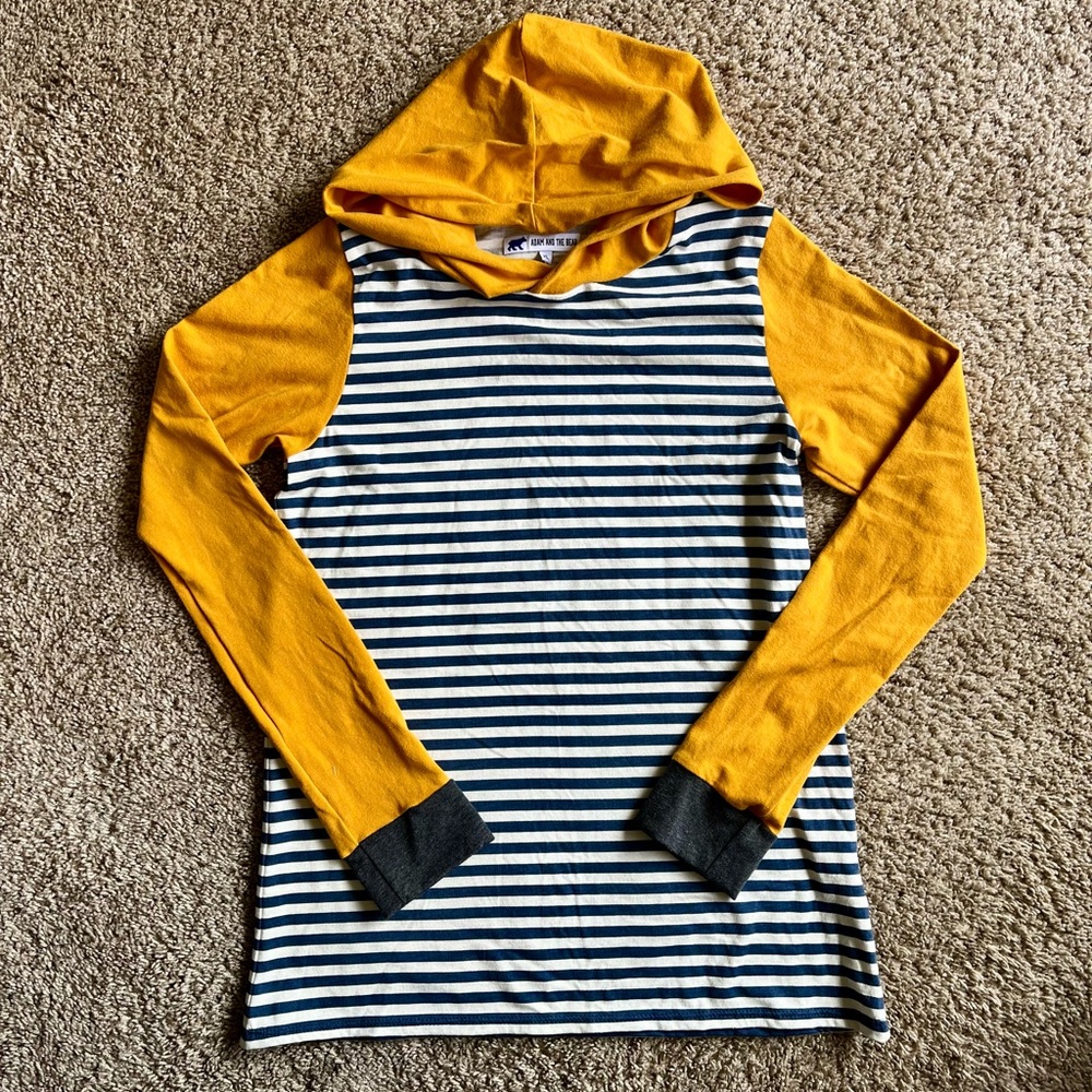 Tall and Slim Kids Striped Hoodie with Yellow Sleeves